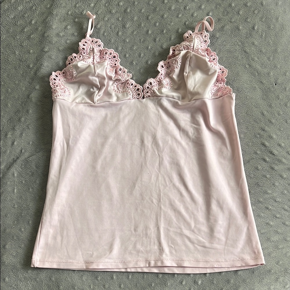 Vintage Pink Lace Trim Bustier Tank Top